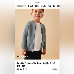 NEXT Kids Blue Zip Through Cardigan